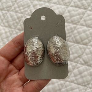 Silver Textured Clip-On Earrings